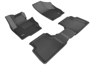 3D MAXpider Kagu 1st & 2nd Row Floormats For 09-19 VW Tiguan / Tiguan Limited - Black